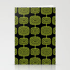 Mid Century Modern Atomic Rings Pattern Black and Chartreuse Stationery Card Gallery Image 2