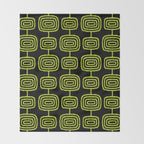 Mid Century Modern Atomic Rings Pattern Black and Chartreuse Throw Blanket Gallery Image 2