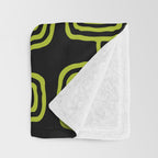 Mid Century Modern Atomic Rings Pattern Black and Chartreuse Throw Blanket Gallery Image 3