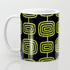 Mid Century Modern Atomic Rings Pattern Black and Chartreuse Coffee Mug Gallery Image 3