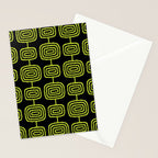 Mid Century Modern Atomic Rings Pattern Black and Chartreuse Stationery Card Gallery Image 2
