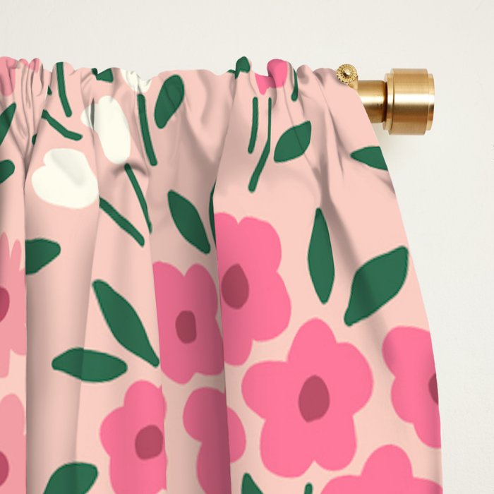 Blush Pink Ditsy Floral Pattern Window Curtain Gallery Image 2