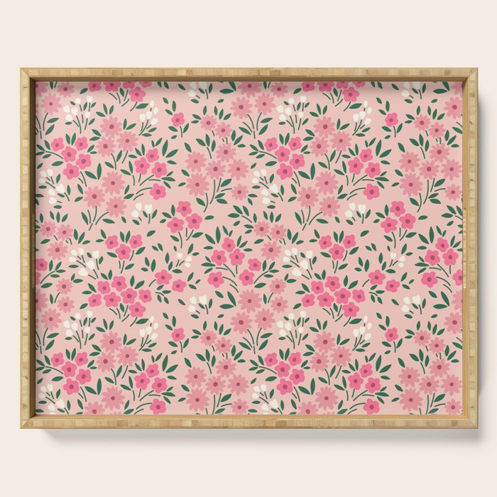 Blush Pink Ditsy Floral Pattern Serving Tray Gallery Image 1