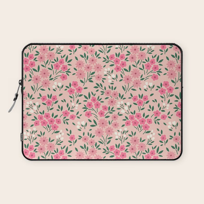 Blush Pink Ditsy Floral Pattern Laptop Sleeve Gallery Image 1