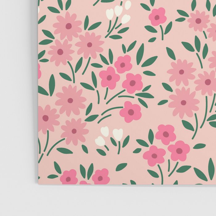 Blush Pink Ditsy Floral Pattern Poster Gallery Image 3
