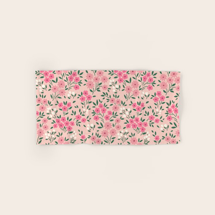 Blush Pink Ditsy Floral Pattern Bath Towel Gallery Image 1