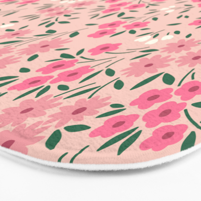 Blush Pink Ditsy Floral Pattern Bath Mat Gallery Image 3