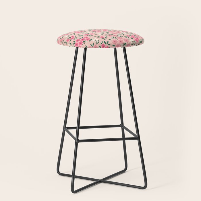 Blush Pink Ditsy Floral Pattern Stool Gallery Image 1