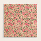 Blush Pink Ditsy Floral Pattern Wood Wall Art Gallery Image 1
