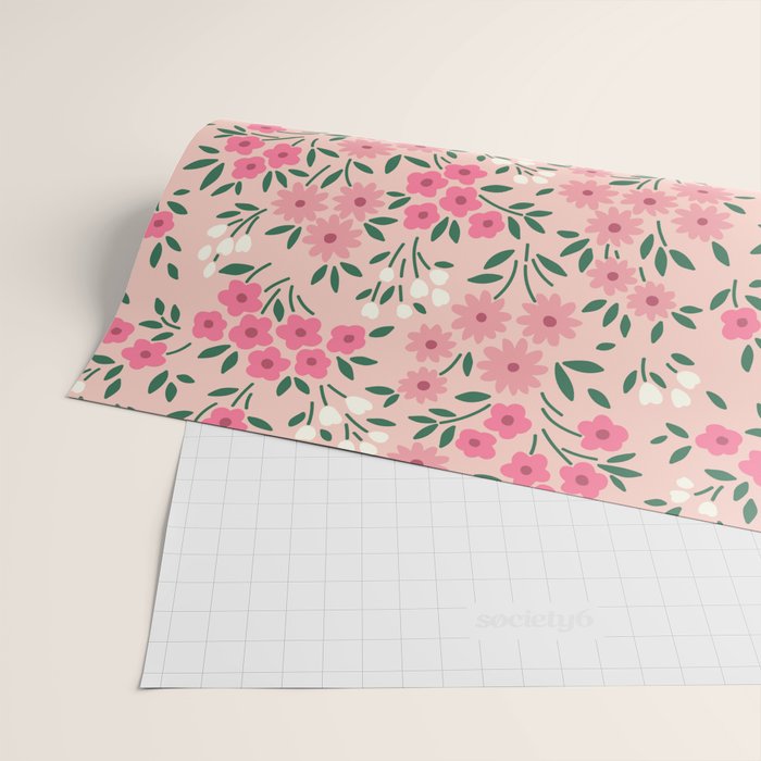 Blush Pink Ditsy Floral Pattern Wrapping Paper Gallery Image 2