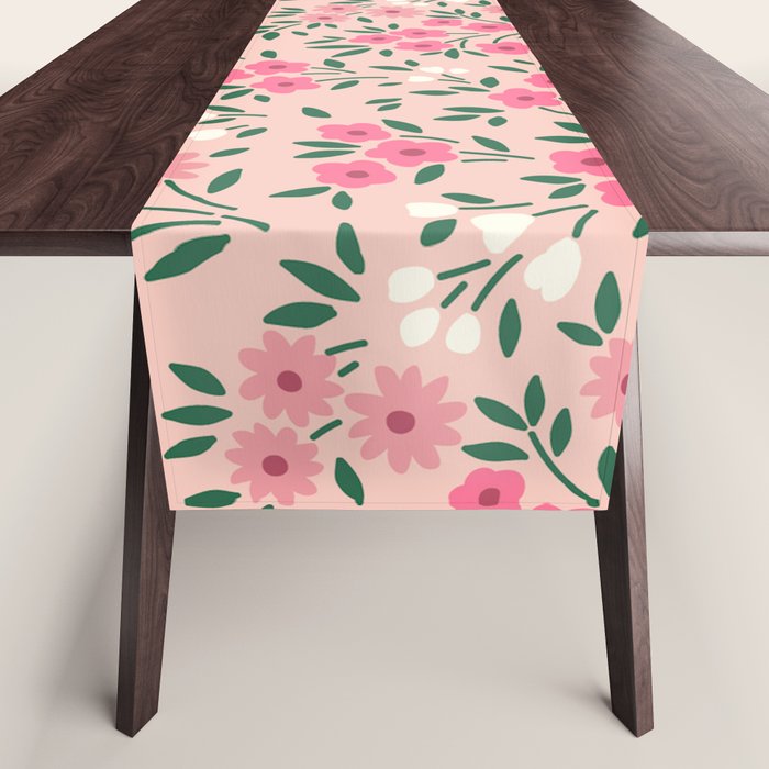 Blush Pink Ditsy Floral Pattern Table Runner Gallery Image 1