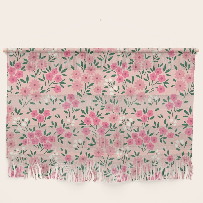 Blush Pink Ditsy Floral Pattern Wall Hanging Gallery Image 1
