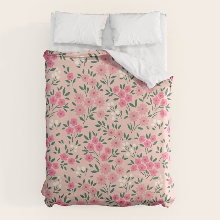 Blush Pink Ditsy Floral Pattern Duvet Cover Gallery Image 1