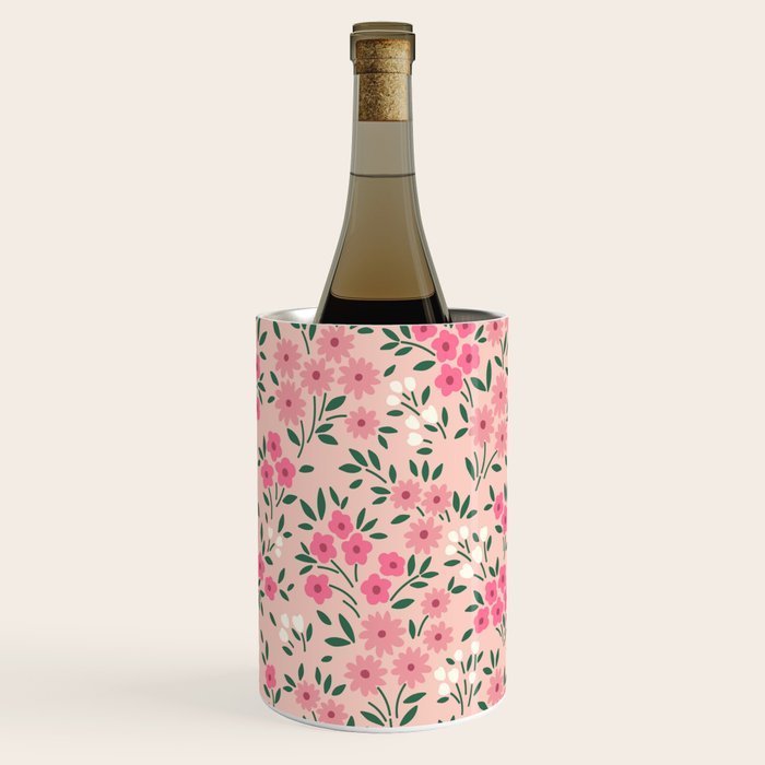 Blush Pink Ditsy Floral Pattern Wine Chiller Gallery Image 1