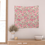 Blush Pink Ditsy Floral Pattern Wall Tapestry Gallery Image 2