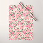 Blush Pink Ditsy Floral Pattern Wrapping Paper Gallery Image 1