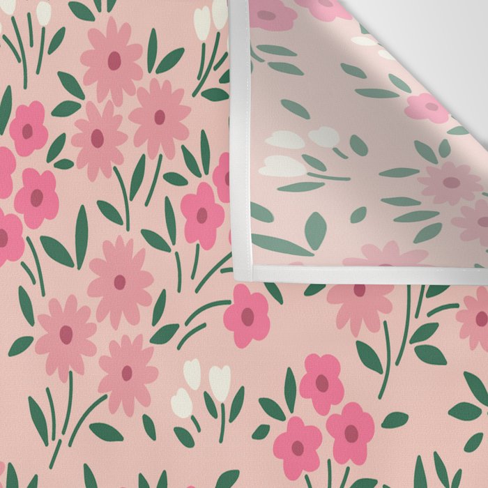 Blush Pink Ditsy Floral Pattern Wall Tapestry Gallery Image 3