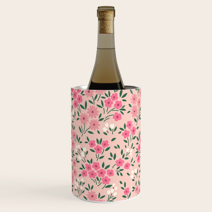 Blush Pink Ditsy Floral Pattern Wine Chiller Gallery Image 2