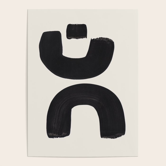 Mid Century Modern Minimalist Abstract Art Brush Strokes Black & White Ink Art Tribal Marking Poster Gallery Image 1