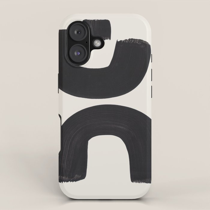 Mid Century Modern Minimalist Abstract Art Brush Strokes Black & White Ink Art Tribal Marking iPhone Case Gallery Image 1