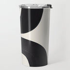 Mid Century Modern Minimalist Abstract Art Brush Strokes Black & White Ink Art Tribal Marking Travel Mug Gallery Image 2