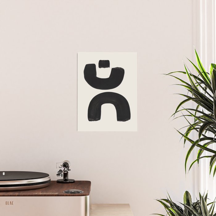 Mid Century Modern Minimalist Abstract Art Brush Strokes Black & White Ink Art Tribal Marking Poster Gallery Image 2