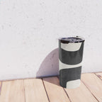 Mid Century Modern Minimalist Abstract Art Brush Strokes Black & White Ink Art Tribal Marking Travel Mug Gallery Image 4