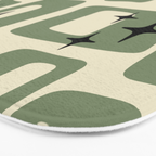 Retro Mid Century Modern Abstract Pattern 352 Black Sage Green and Beige Bath Mat Gallery Image 3