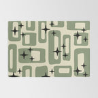 Retro Mid Century Modern Abstract Pattern 352 Black Sage Green and Beige Rug Gallery Image 2
