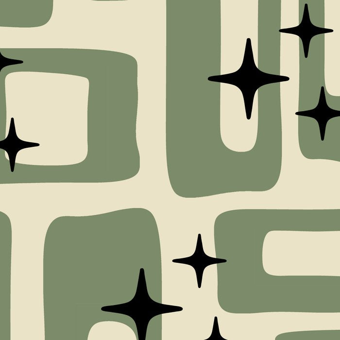 Retro Mid Century Modern Abstract Pattern 352 Black Sage Green and Beige Coffee Mug Gallery Image 2