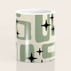 Retro Mid Century Modern Abstract Pattern 352 Black Sage Green and Beige Coffee Mug Gallery Image 4