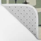 Retro Mid Century Modern Abstract Pattern 352 Black Sage Green and Beige Bath Mat Gallery Image 2