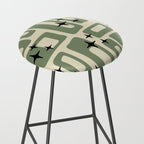 Retro Mid Century Modern Abstract Pattern 352 Black Sage Green and Beige Stool Gallery Image 2