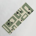 Retro Mid Century Modern Abstract Pattern 352 Black Sage Green and Beige Yoga Mat Gallery Image 1