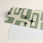 Retro Mid Century Modern Abstract Pattern 352 Black Sage Green and Beige Wrapping Paper Gallery Image 2