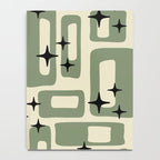 Retro Mid Century Modern Abstract Pattern 352 Black Sage Green and Beige Notebook Gallery Image 4