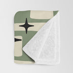 Retro Mid Century Modern Abstract Pattern 352 Black Sage Green and Beige Throw Blanket Gallery Image 3