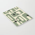 Retro Mid Century Modern Abstract Pattern 352 Black Sage Green and Beige Notebook Gallery Image 3