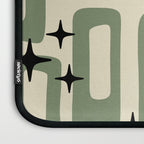 Retro Mid Century Modern Abstract Pattern 352 Black Sage Green and Beige Laptop Sleeve Gallery Image 3