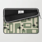 Retro Mid Century Modern Abstract Pattern 352 Black Sage Green and Beige Laptop Sleeve Gallery Image 2