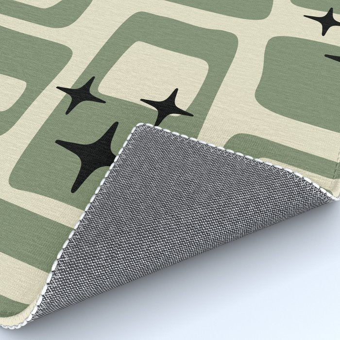 Retro Mid Century Modern Abstract Pattern 352 Black Sage Green and Beige Rug Gallery Image 4