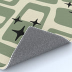 Retro Mid Century Modern Abstract Pattern 352 Black Sage Green and Beige Rug Gallery Image 4