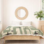 Retro Mid Century Modern Abstract Pattern 352 Black Sage Green and Beige Duvet Cover Gallery Image 3