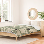 Retro Mid Century Modern Abstract Pattern 352 Black Sage Green and Beige Duvet Cover Gallery Image 2