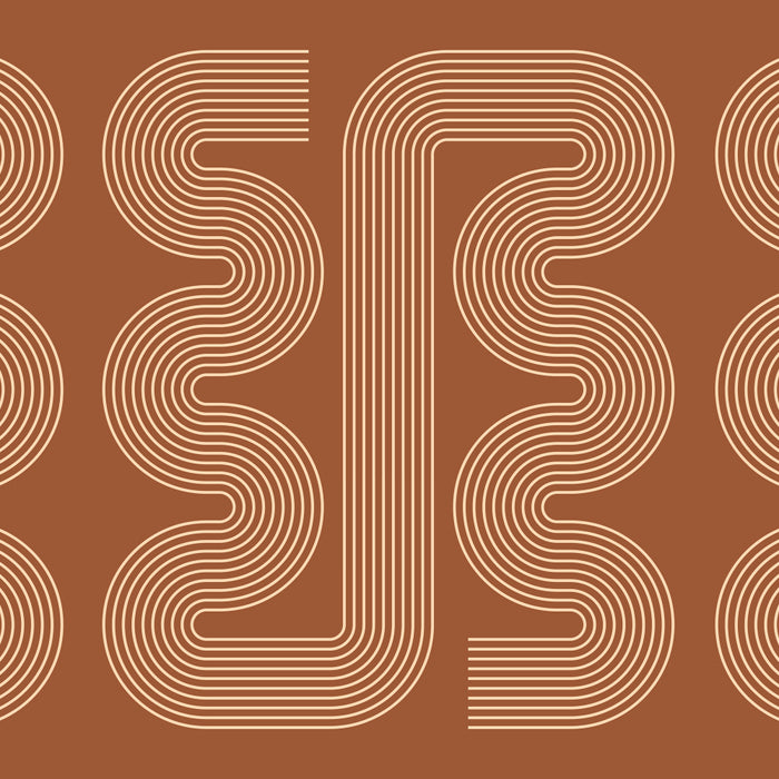 Geometric Lines in Terracotta and Beige 76 (Mid century Midern Rainbow Abstract) Coffee Mug Gallery Image 2