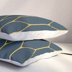 Long Honeycomb Minimalist Geometric Pattern in Light Mustard and Navy Blue Pillow Sham Gallery Image 3