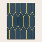 Long Honeycomb Minimalist Geometric Pattern in Light Mustard and Navy Blue Notebook Gallery Image 4
