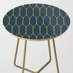 Long Honeycomb Minimalist Geometric Pattern in Light Mustard and Navy Blue Side Table Gallery Image 2
