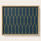 Long Honeycomb Minimalist Geometric Pattern in Light Mustard and Navy Blue Serving Tray Gallery Image 1