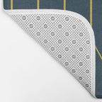 Long Honeycomb Minimalist Geometric Pattern in Light Mustard and Navy Blue Bath Mat Gallery Image 2